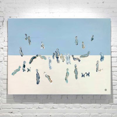 Abstract Beach Painting soft tones - Titled We are One XVIII - Artist Sarah Jane