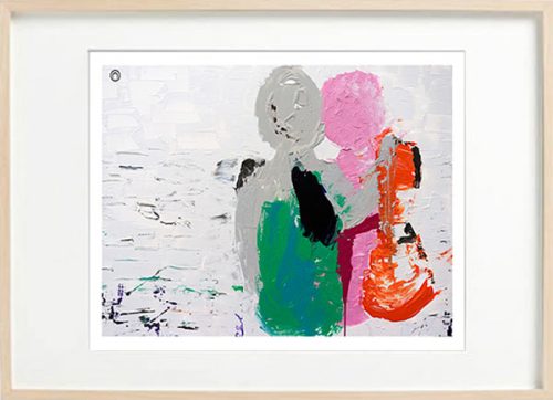 Abstract Figurative Art Print Couple - Sarah Jane Art - Relax I - Birch effect frame