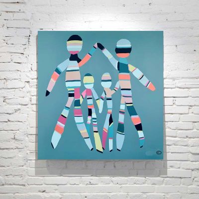 Abstract Figurative Painting Family Dancing Colourful - Freedom Day II - Sarah Jane Artist
