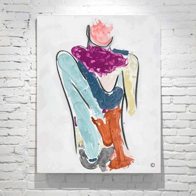 Abstract Figurative Painting - Happy Woman - colourful - Titled Bodyline Bold IX - Australian Artist Sarah Jane