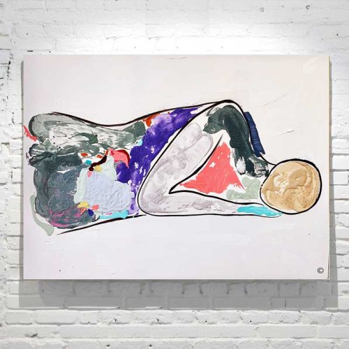 Abstract-Figurative-Painting---Man-sleeping---vibrant-colours---Titled-Bodyline-Bold-V---Artist-Sarah-Jane