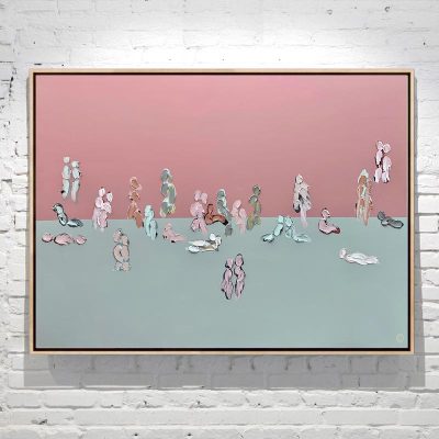Abstract People Painting Pink and Green