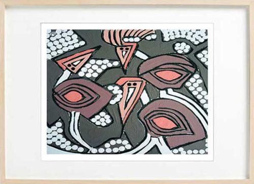 australian wildlife abstract fien art print - sarah jane art titled australiana iia in a birch effect frame