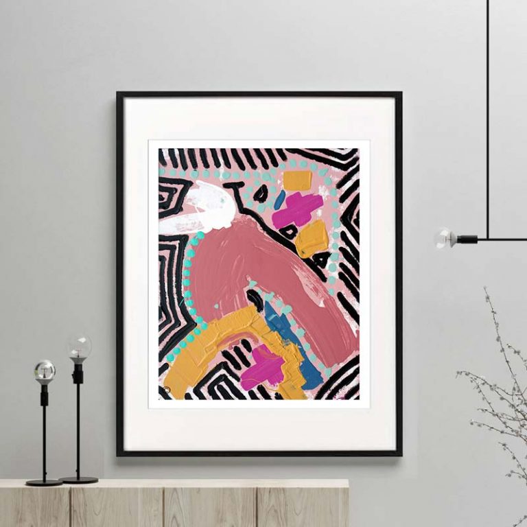 bird print modern abstract bright colours titled australiana iiia framed or unframed by sarah jane australian artist