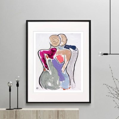 Bodyline Bold IV | Signed Figurative Modern Fine Art Print Happy Couple Colourful | Framed or Unframed By Australian Artist Sarah Jane