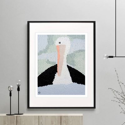 Sarah Jane Signed Modern Fine Art Print Pelican in Ocean