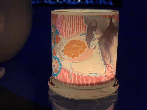 Candleholder Abstract Art Colourful Fish Night Time - Australiana Ia