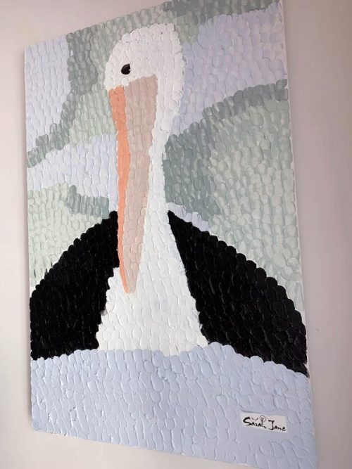 Close-Up-View-Cheeky-Pelican---Artist-Sarah-Jane