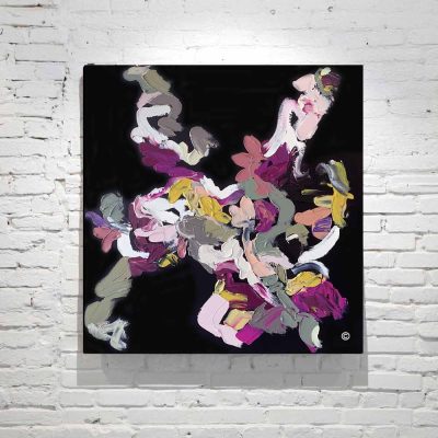 Colourful Abstract Painting - Black Canvas - titled delicious delight - sarah jane artist
