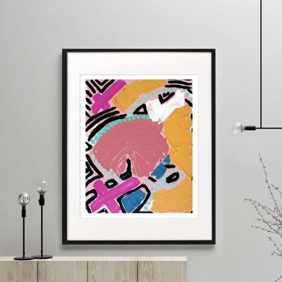 colourful print modern abstract bright colours titled australiana iva framed or unframed by Sarah Jane Australian Artist