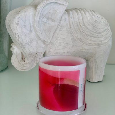 Decorative Candleholder Pink Red Art ABstract - Being Watched VI