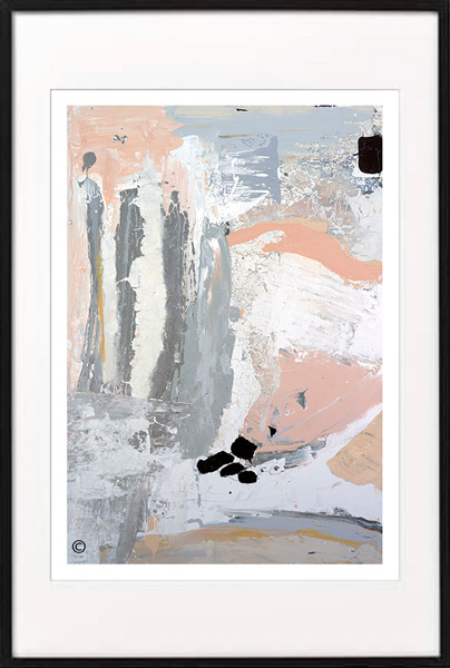 Sarah Jane Fine Art Print Abstract Pink and Grey in Black Frame