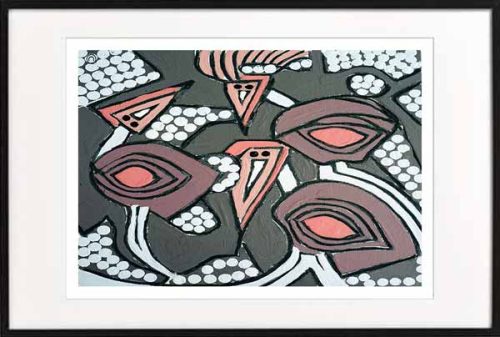 fine art print modern abstract emu by sarah jane artist titled australiana iia in a black frame