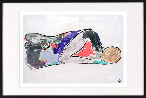 sarah jane fine art print modern figurative man sleeping colourful