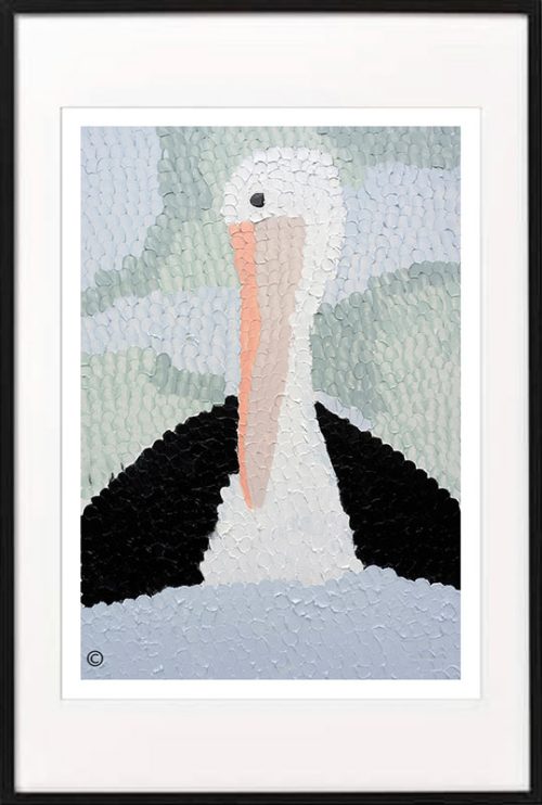 fine art print pelican in black frame