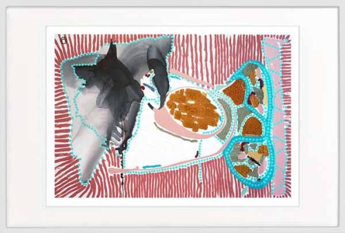 Fish Print abstract colourful - Sarah Jane Artist - Australiana Ia - White frame