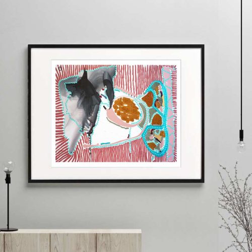 fish print modern abstract bright colours titled australiana ia by sarah jane australian artist framed or unframed