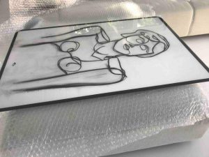 Glass Art Print By Australian Artist Sarah Jane Being Unwrapped from Delivery