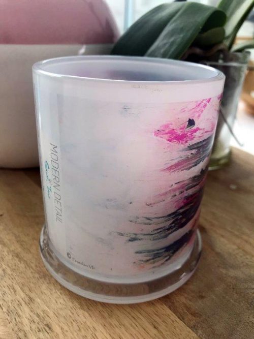 Glass Candleholder with Artwork By Sarah Jane - Freedom VIc Front View