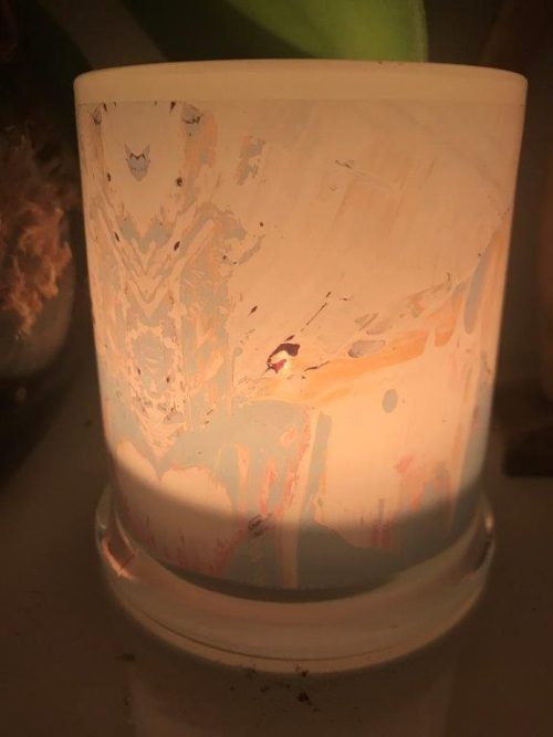 Illuminated Candle from Modern Detail By Sarah Jane - Feathers LIIIc Back View