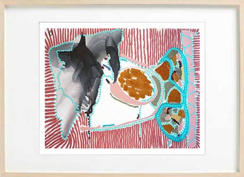 Modern Abstract Fine Art Print colourful fish - Sarah Jane Art - Australiana Ia - Birch effect frame