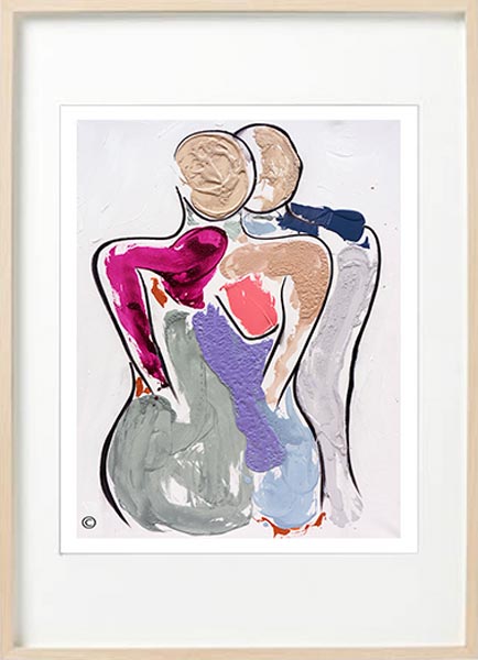 Modern-Figurative-Fine-Art-Print-happy-couple---Sarah-Jane-Art---Bodyline-Bold-IV---Birch-effect-frame