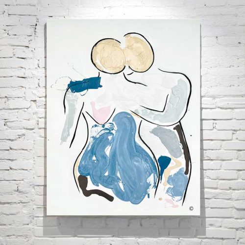 modern painting couple love - soft colours - titled bodyline vii - artist sarah jane