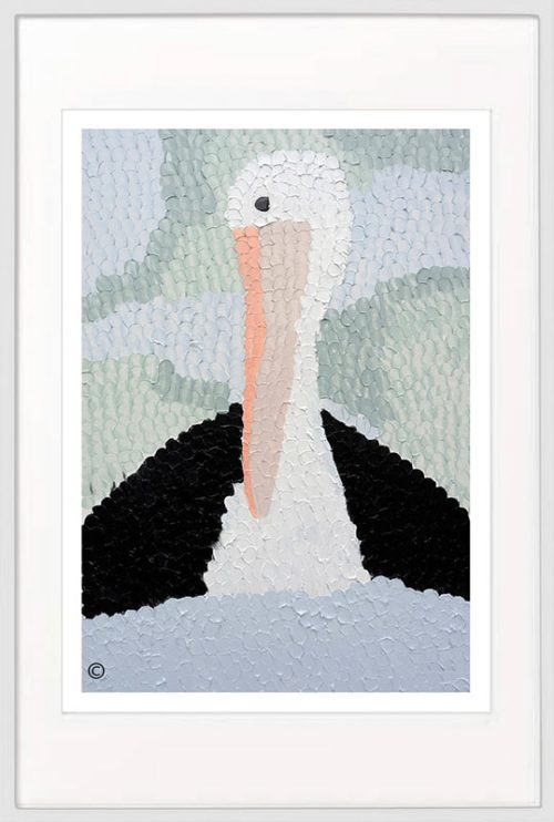 modern print pelican in ocean