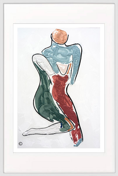 Modern Print trendy woman - Sarah Jane Artist - Bodyline Bold VII - White frame