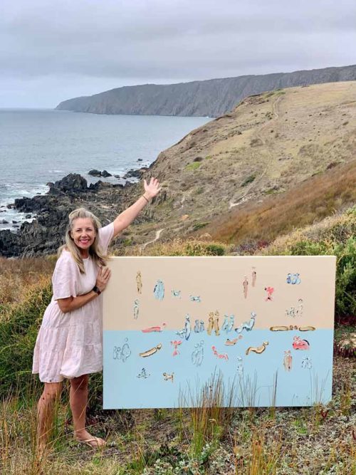 Nature and People Painting - South Australian Artist Sarah Jane - We Are One IV - Painted at Kings Beach SA