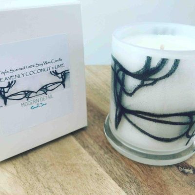 New York Style Soy Candle with Back and White Artwork By Artist Sarah Jane - Linear LI