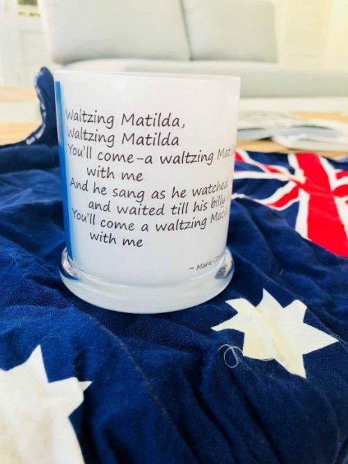 Sarah Jane Candleholder called Australia noting Waltzing Matilda lyrics