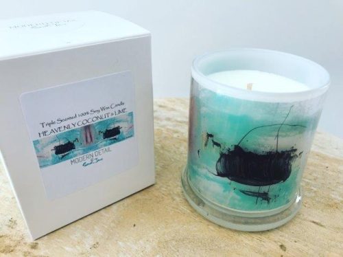 Sarah Jane Natural Soy Candle with artwork - On the Move VIc