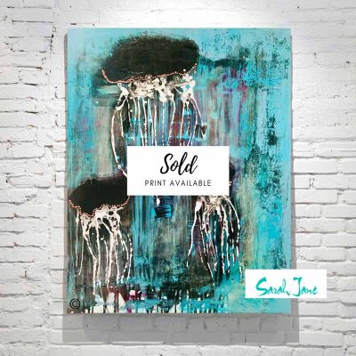 Sarah-Jane-Paintings-Sold---Jellyfish-Painting-Modern-Abstract-Jellyfish-in-tropical-ocean