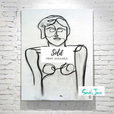 Sarah-Jane-Paintings-Sold---Linear-II-Line-art-Drawing-1920s-woman---black-and-white