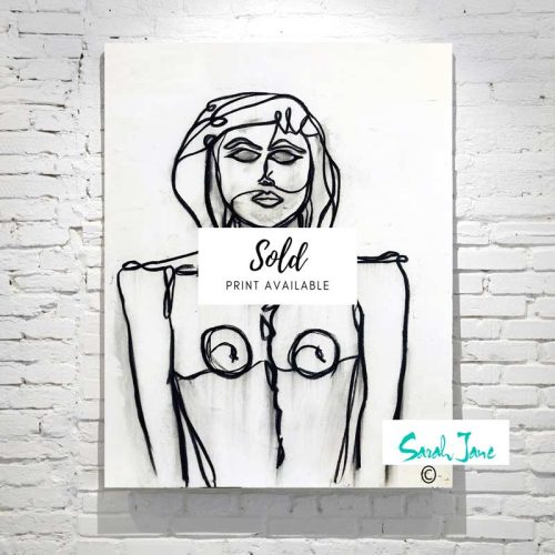 Sarah-Jane-Paintings-Sold---Linear-IV-Line-Art-Drawing-Modern-Woman---Black-and-White