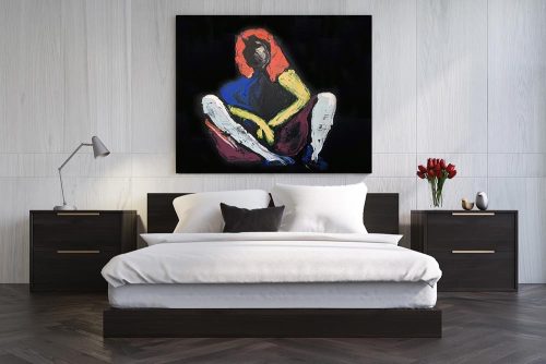 contemporary bedroom - cool chick painting - body bloom x -sarah jane artist