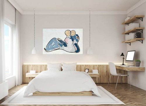 contemporary bedroom - feminine art couple - bodyline xv painting - australian artist sarah jane