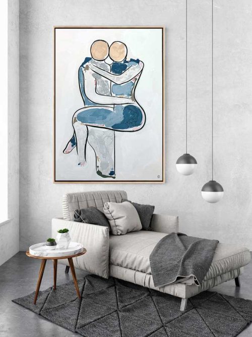 contemporary home - contemporary painting lovers kissing - bodyline xiii - sarah jane art