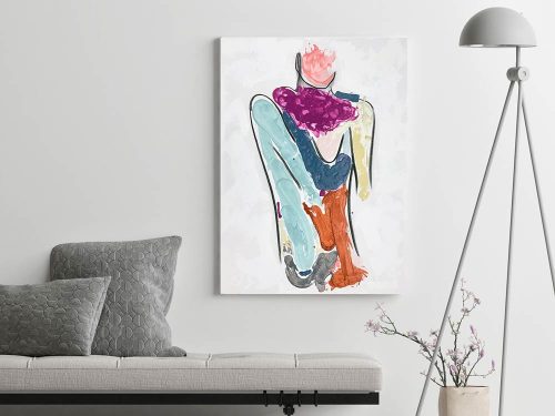 contemporary living room - colourful painting abstract woman - bodyline bold ix - australian artist sarah jane