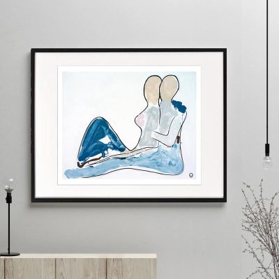 couple hugging figurative print modern abstract titled bodyline x framed or unframed by sarah jane australian artist