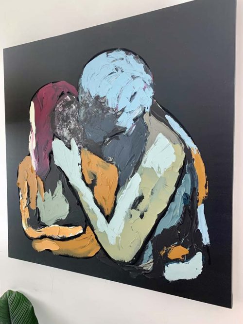 couple kissing painting contemporary colourful - body bloom iv close up