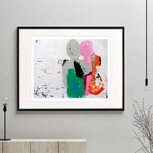 couple print colourful modern abstract titled relax i framed or unframed by sarah jane australian artist