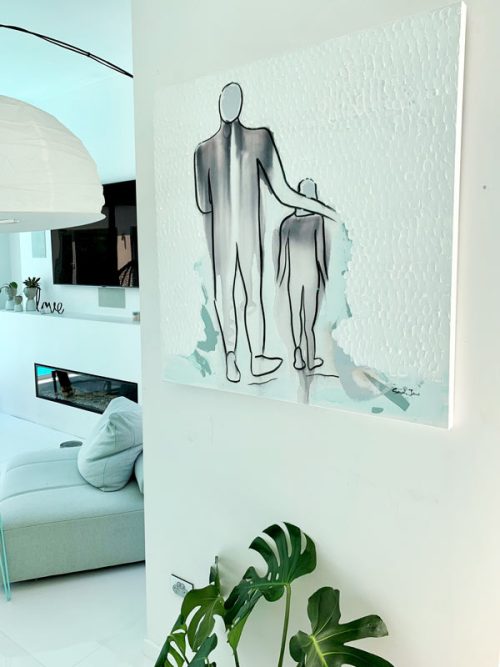 father daughter painting contemporary hanging on wall