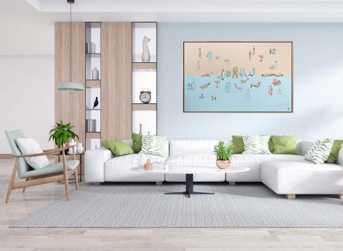 fresh living room - seaside art - we are one iv painting - by sarah jane artist from adelaide