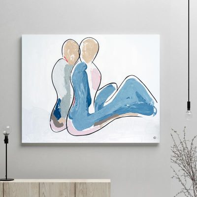 glass art print by sarah jane artist - figurative artwork abstract couple titled bodyline ii