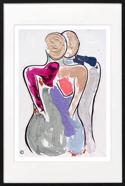 happy-couple-colourful-art-print-modern---Sarah-Jane-Artist---Bodyline-Bold-IV---Black-frame