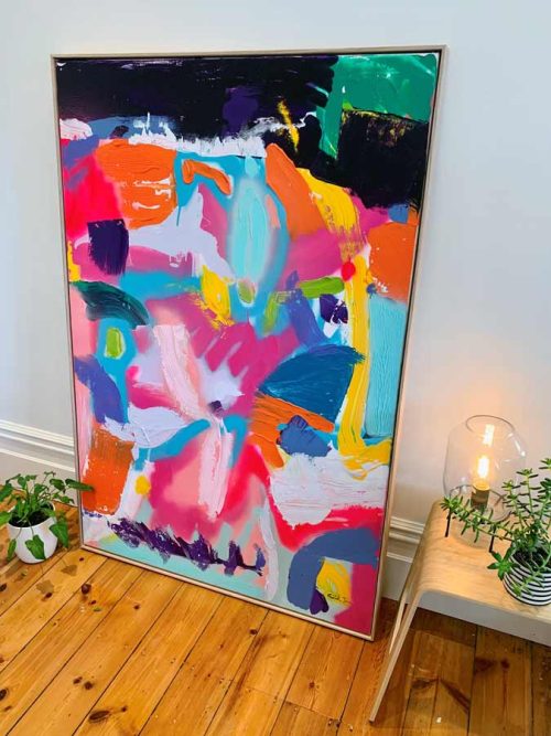 large colourful abstract painting - colour crush - sarah jane art