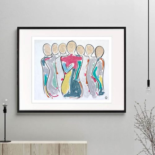 modern family print colourful abstract titled bodyline bold ii by sarah jane australian artist framed or unframed
