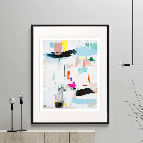 print colourful modern abstract titled reengage ia by saah jane australian artist framed or unframed